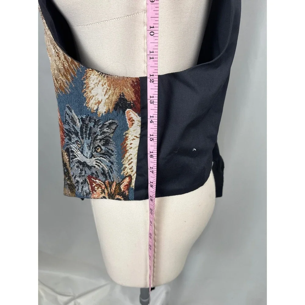 Vintage Martha's Cat Tapestry Vest XL Woven Feline Embroidered Collect - Picture 5 of 10